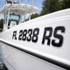 3DLTRG Boat & Jetski Registration Numbers - Domed/Raised Decal (16 pcs) Black Center/Chrome Outline (Wake Series) view 1
