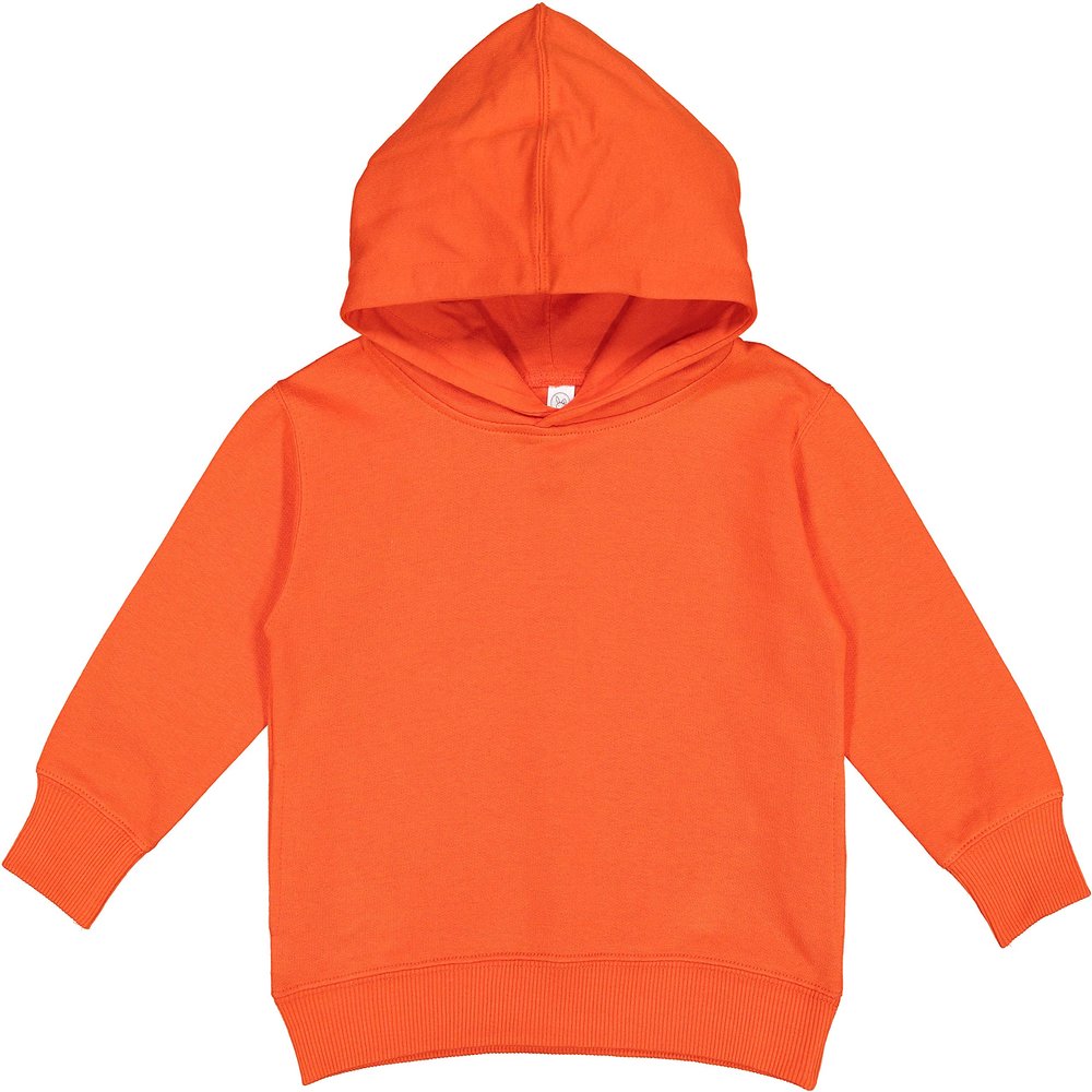 RABBIT SKINS Toddler Fleece Long Sleeve Hooded Pullover Sweatshirt with Side Seam Pockets, Orange, 2T