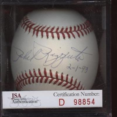 Autographed Phil Rizzuto Baseball - 2 1 93 Single JSA - Autographed Baseballs