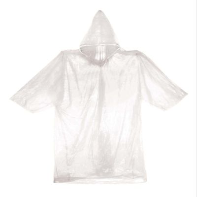 Clear Emergency Rain Poncho Coat Rainwear w/ Hood & Sleeve
