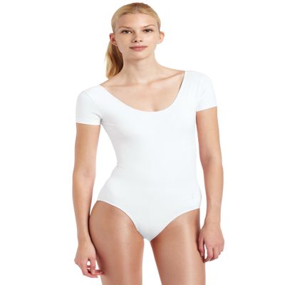 Sansha Women's Sierra Short Sleeve Leotard, White, X-Small (2)