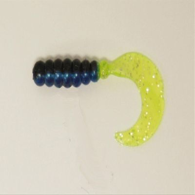 Big Bite Baits 2' Fat GRUB/Black/Blue/CHARTREUSESILVER (10 Pack)
