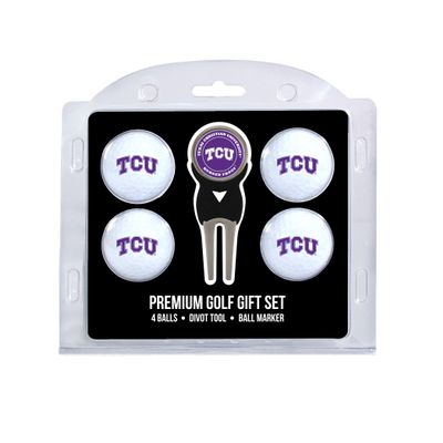 Team Golf NCAA TCU Horned Frogs 4 Golf Ball And Divot Tool Set Regulation Size Golf Balls (4 Count) & Divot Tool with Removable Double-Sided Magnetic Marker