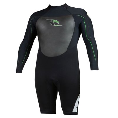 Rip Curl Dawn Patrol Long Sleeve Spring Suit (Black/Silver/Green, X-Small)