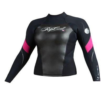 Rip Curl Women's Dawn Patrol Long Sleeve Jacket (Black/Pink , 4)