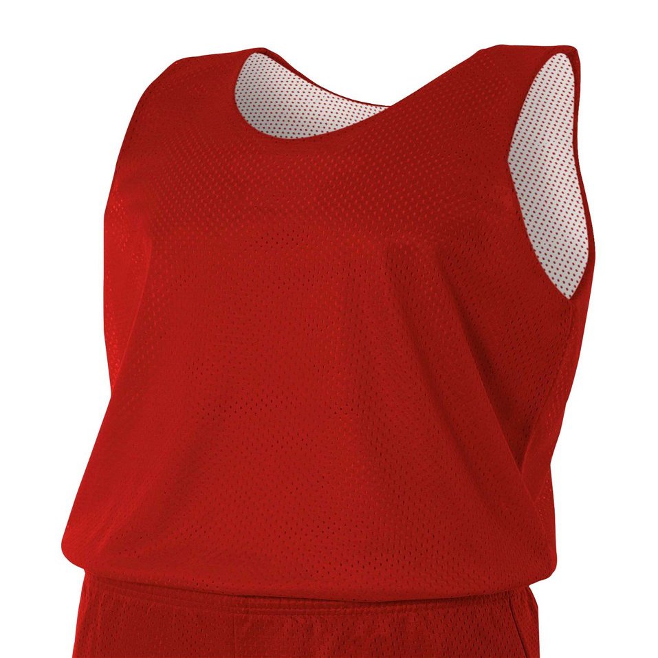 A4 Mens Reversible Mesh Tank Top | Cooling Dry Wick Shirt | High-Performance Moisture-Wicking Sleeveless Tee | Multisport Active Wear | Gym, Workout, Sports, & Running Top | Scarlet/White