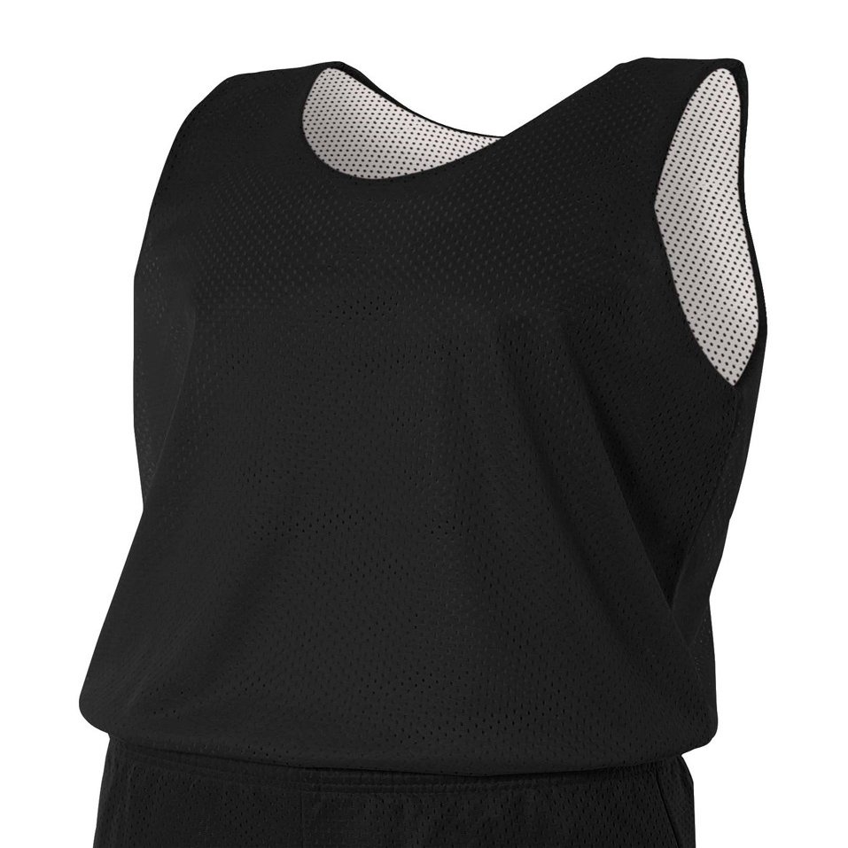 A4 Mens Reversible Mesh Tank Top, Black/White, Small