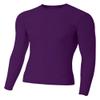 A4 Mens Long Sleeve Compression Crew, XL, Purple