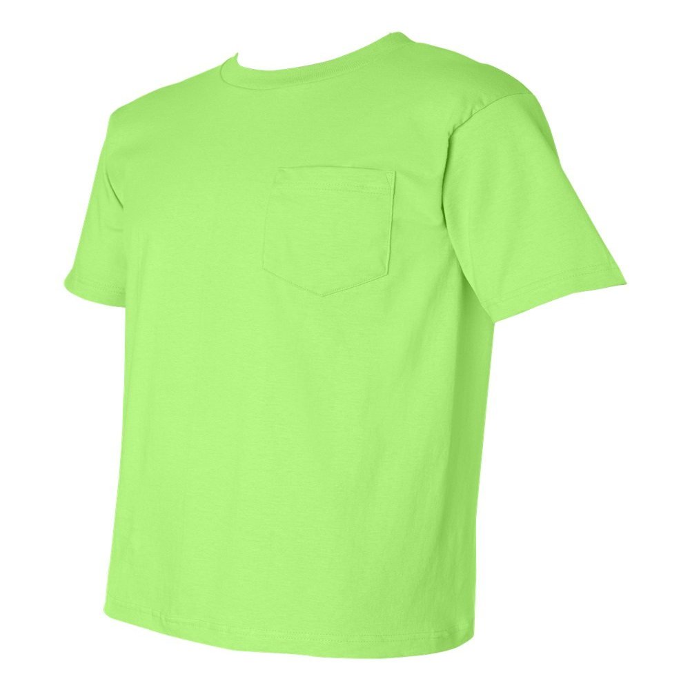 Short Sleeve T-shirt with a Pocket, Color: Lime Green, Size: Large