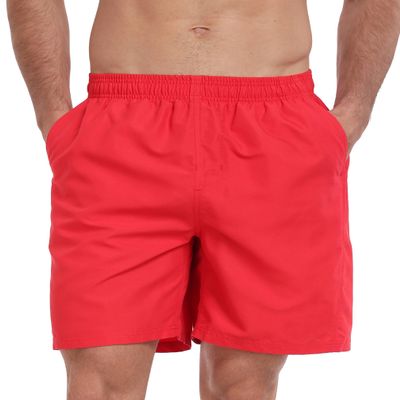 Adoretex Men's Solid Swim Board Shorts with Mesh Liner, Elastic Waistband Swim Trunks with Two Side Pockets for Adult - M0002 - Red - S