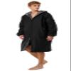 Adoretex Unisex Faux Fur Fleece Lined Water-Resistant Swim Parka Change Robe  Ultra-Warm, Lightweight, Soft, and Cozy Sport Outerwear for Kids and Adults (PK003) - Black - Youth - Large view 2