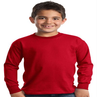 Port & Company Boys' Long Sleeve Essential T Shirt M Red