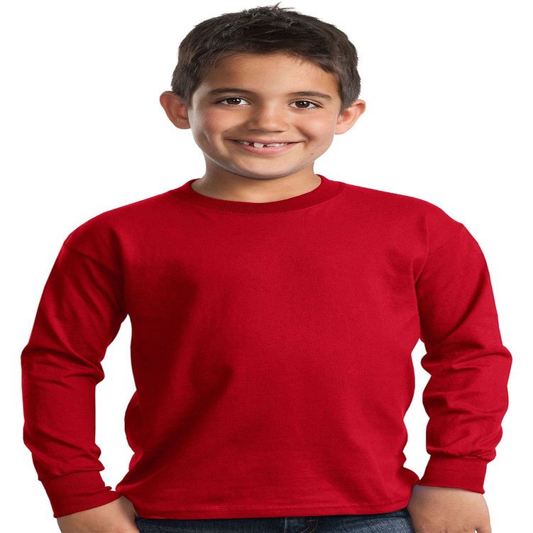 Port & Company Boys' Long Sleeve Essential T Shirt M Red