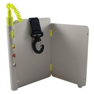 Scuba Choice Foldable Writing Dive Slate with Graphite Pencil 2 Pages, Clip Attached, Replaceable Pencil, Big Slate 7.25"x5", Small Slate 6.75"x5" - Easy to Use Underwater Tool