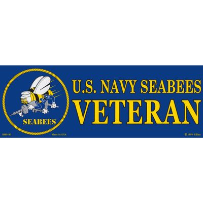 U.S. Navy Seabees Veteran Bumper Sticker 3"X6-1/2"