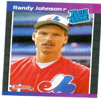 Randy Johnson baseball card 1989 Donruss Rated Rookie #42 (Montreal Expos - Mariners Diamondbacks ha