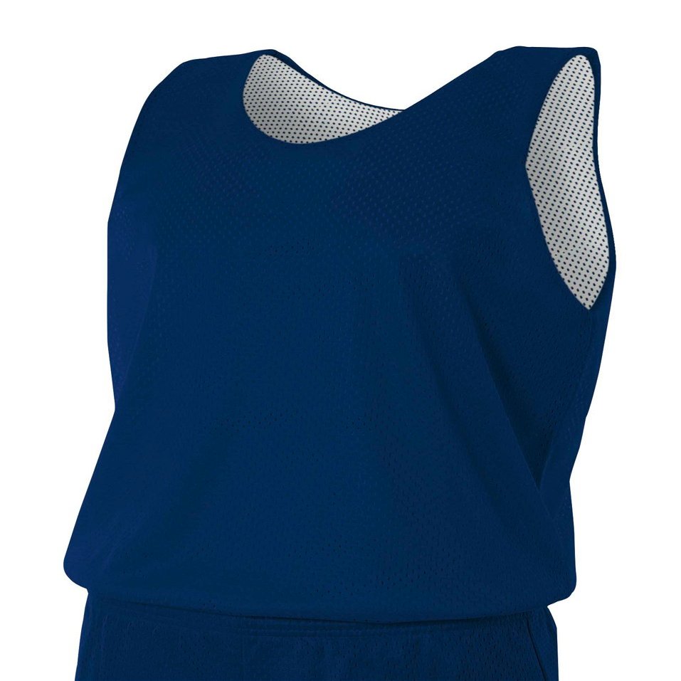 A4 Mens Reversible Mesh Tank Top, Navy/White, Large
