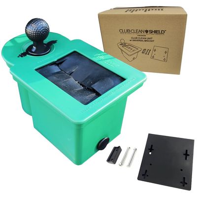 Club Clean - Original Ball and Club Cleaner/Washer with Universal Bracket for Golf Cars - Home Use - Single Chamber - Green