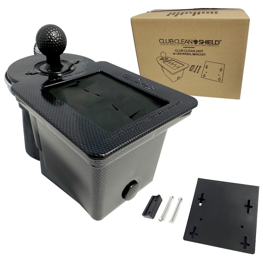 Club Clean - Original Ball and Club Cleaner/Washer with Universal Bracket for Golf Cars - Home Use - Single Chamber, Carbon Fiber
