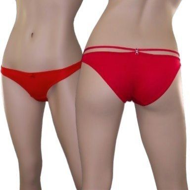 SAMFE Rhinestone String Back Bikini, FireRed-XL