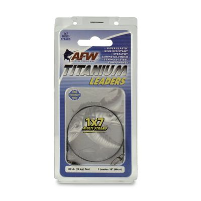 AFW Titanium Surfstrand, Bare 1x7 Fishing Leaders 30 lb, 18 in - Rigged with Stainless Steel Mighty Mini Crane Swivel & Crosslock Snap, Kink Free, Superior Bite Protection for Toothy Fish