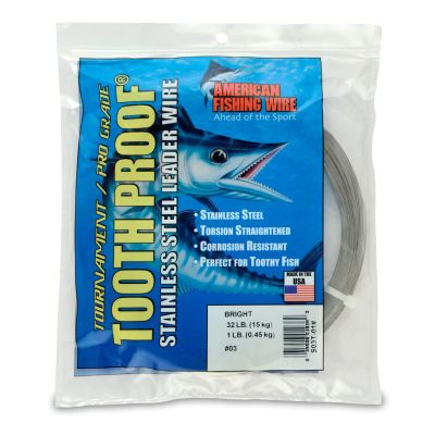 AFW #3 Tooth Proof Stainless Steel Single Strand Leader Wire, 32 lb Test, Bright, 653ft