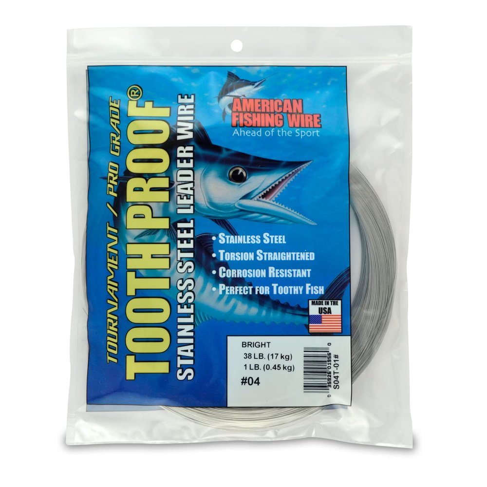 AFW #4 Tooth Proof Stainless Steel Single Strand Leader Wire, 38 lb Test, Bright, 2,190ft
