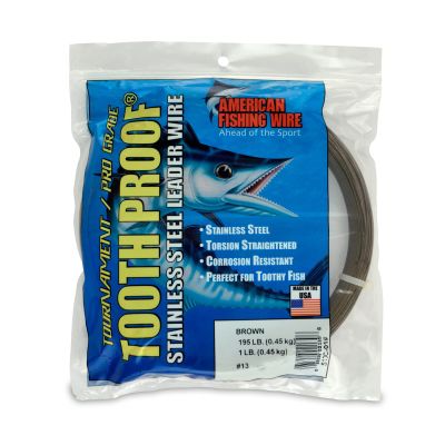AFW #13 Tooth Proof Stainless Steel Single Strand Leader Wire, 195 lb Test, Camo, 387ft