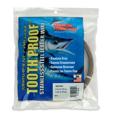 AFW #14 Tooth Proof Stainless Steel Single Strand Leader Wire, 218 lb Test, Camo, 341ft