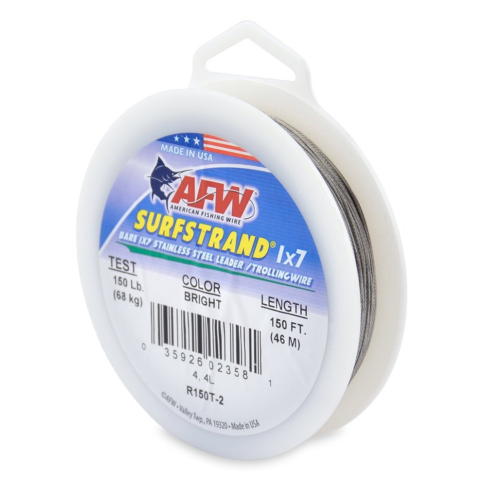 American Fishing Wire Surfstrand 1x7 Stainless Steel Downrigger Wire (No Assembly), 150 Pound Test, Bright Color, 300-Feet
