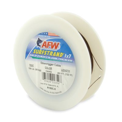 American Fishing Wire Surfstrand 1x7 Stainless Steel Downrigger Wire (No Assembly), 150 Pound Test, Camo Brown Color, 400-Feet