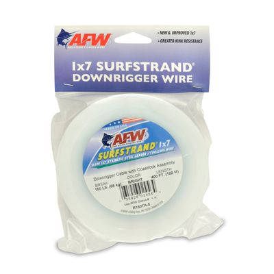 American Fishing Wire Surfstrand 1x7 Stainless Steel Downrigger Wire (Standard Assembly), 150 Pound Test, Bright Color, 400-Feet