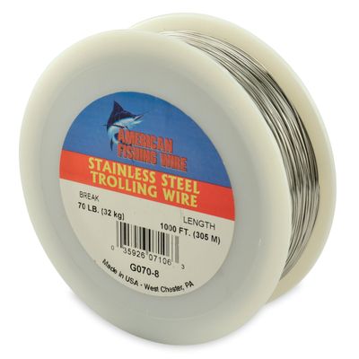 American Fishing Wire Stainless Steel Trolling Wire (Single Strand), Bright Color, 70 Pound Test, 1000-Feet