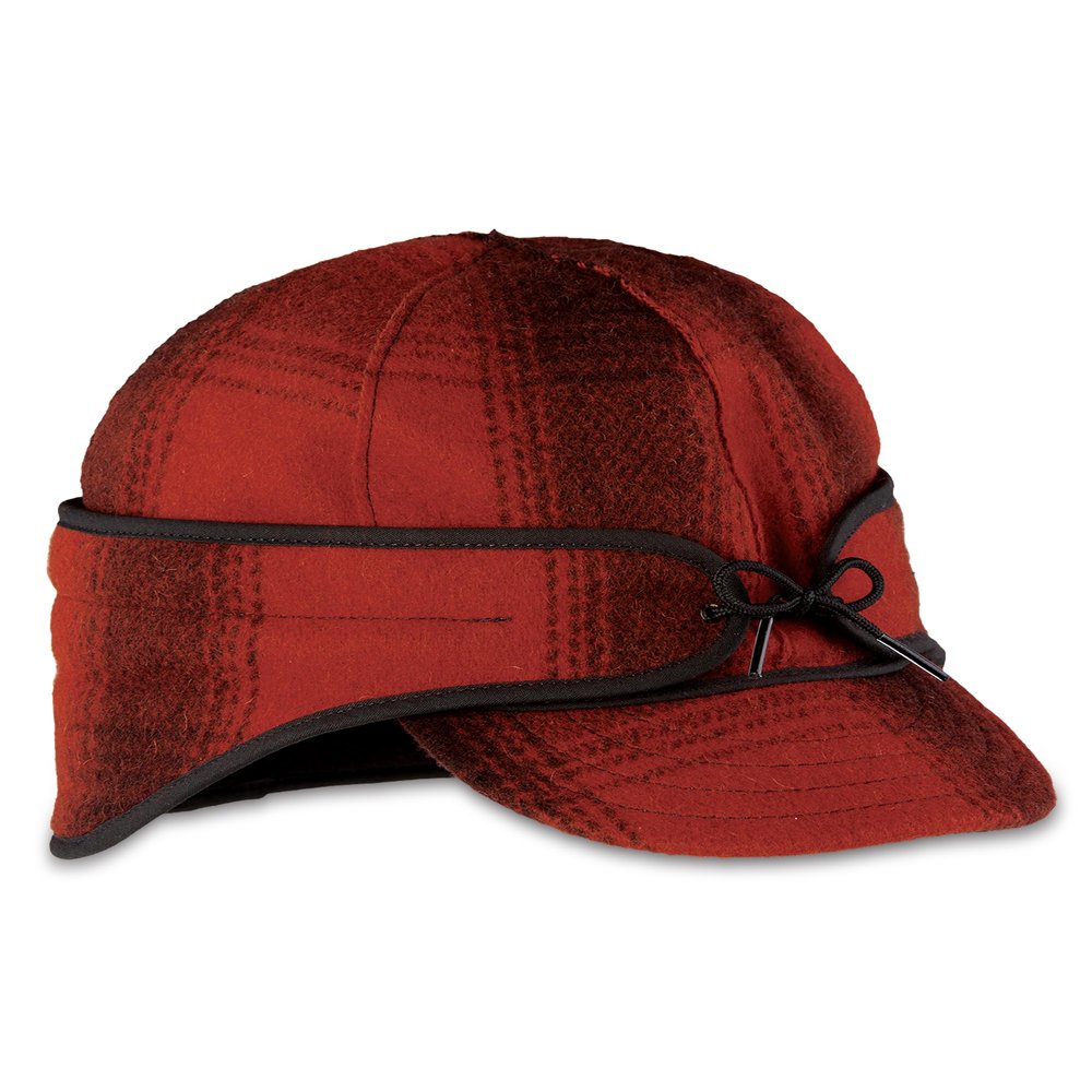 Stormy Kromer The Rancher Cap Wool Winter Hat for Men, Fleece-Lined Insulated Earflap, Thinsulate Crown, Outdoor Cold Weather Cap, Six-Panel Design, Red/Black Plaid, 7 5/8