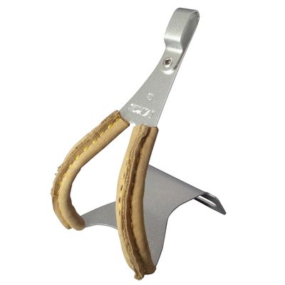 MKS (Mikashima Manufacturing Co., Ltd.) Toe Clip Alloy w/Leather Bicycle Toe Clip Aluminum Leather Included, Size: S