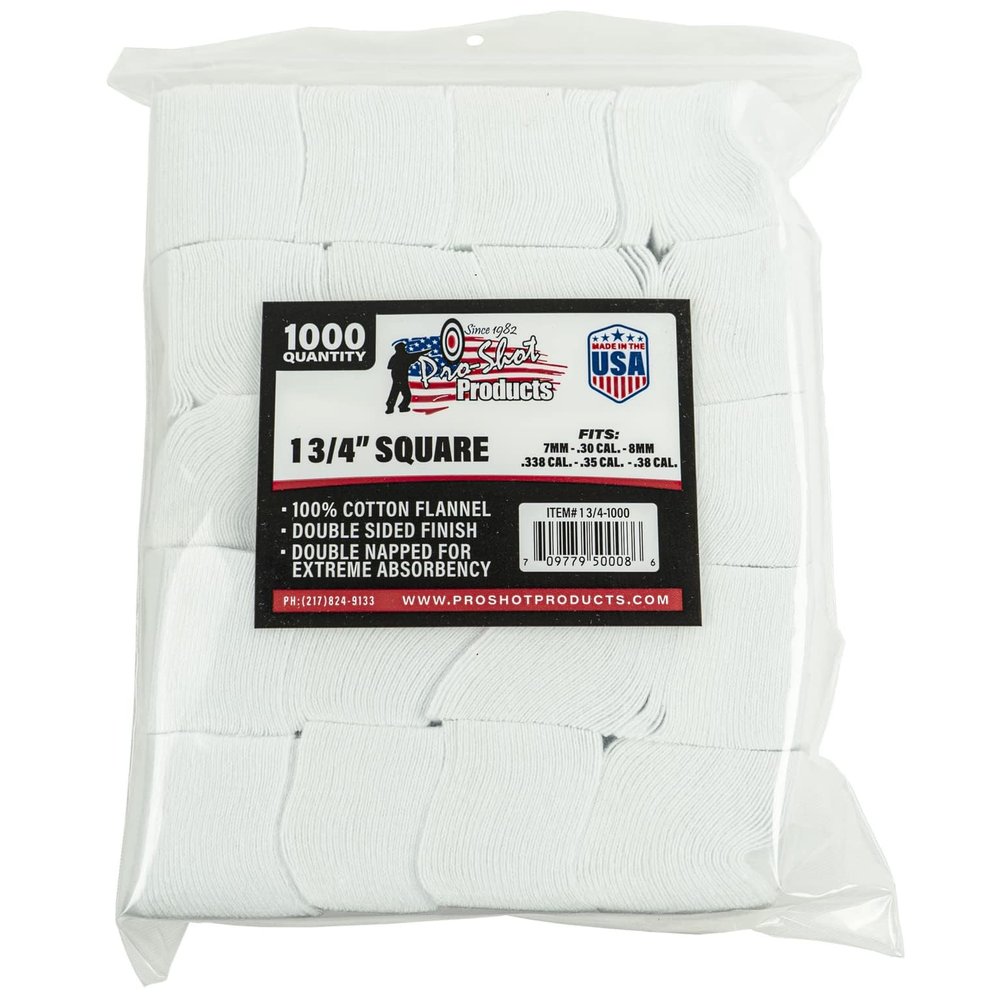 Gun Cleaning Patches - 1,000 Count - 1 3/4 Inch - Square