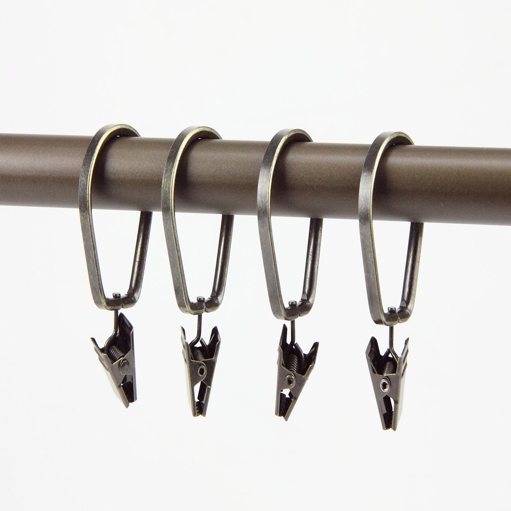 A&F Rod Decor - 10 Deluxe Pivot Clip Rings for 5/8 inch Rod - Antique Brass