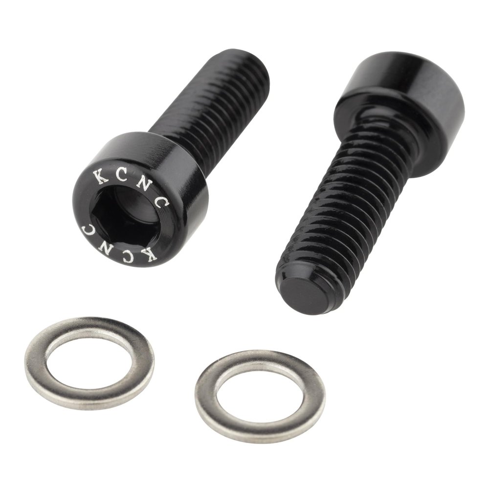 KCNC Bicycle Aluminum Bottle Cage Bolts, 2 Pieces, Black, M5/15MM