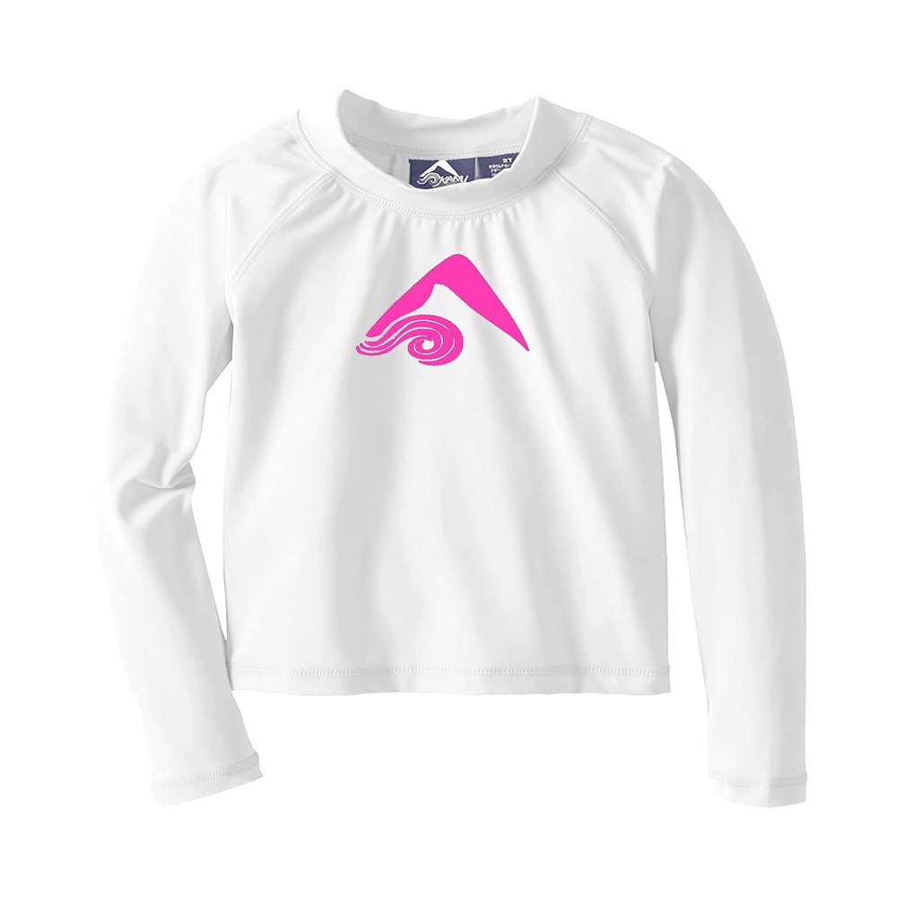 Kanu Surf Girl's Keri UPF 50+ Long Sleeve Rashguard, White, 5T
