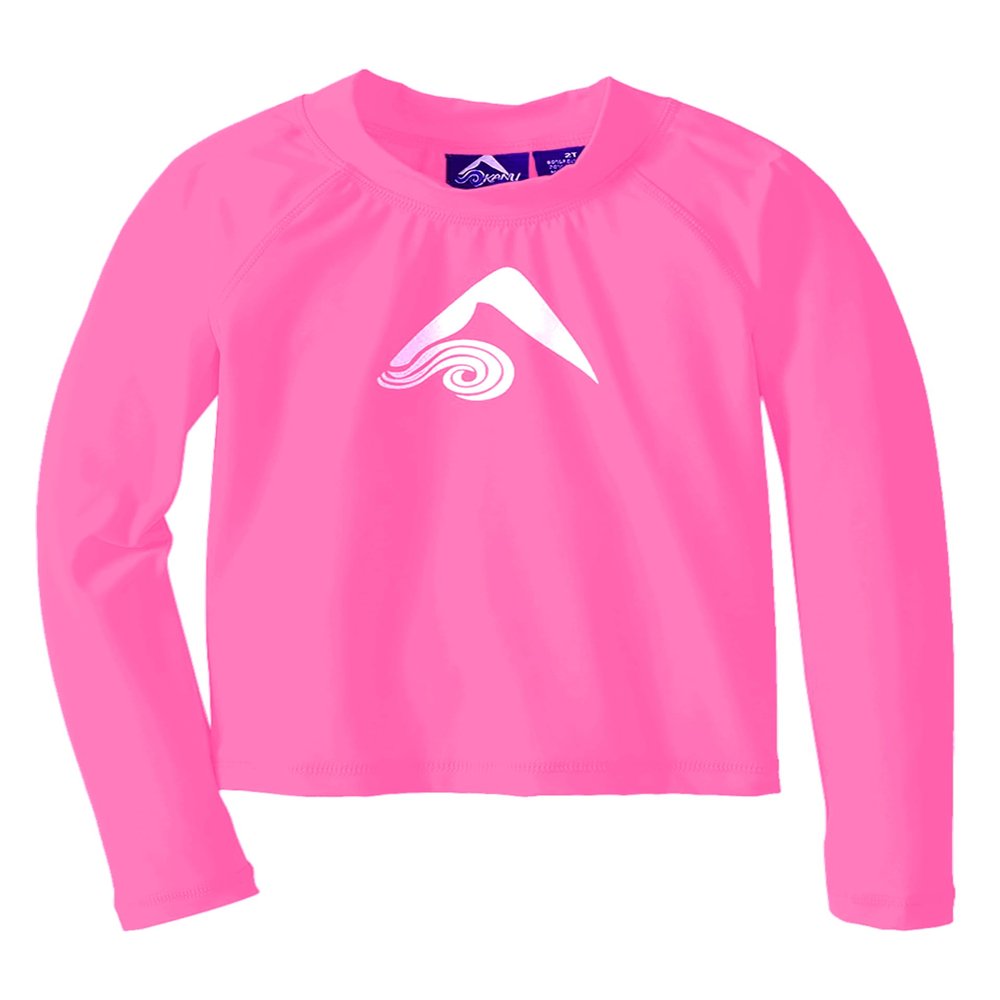 Kanu Surf Girl's Keri UPF 50+ Long Sleeve Rashguard, Pink, 3T