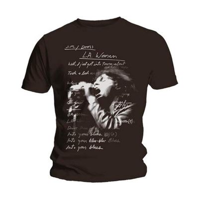 Doors Mens Tee: LA Woman Lyrics (Large) - Black - Large
