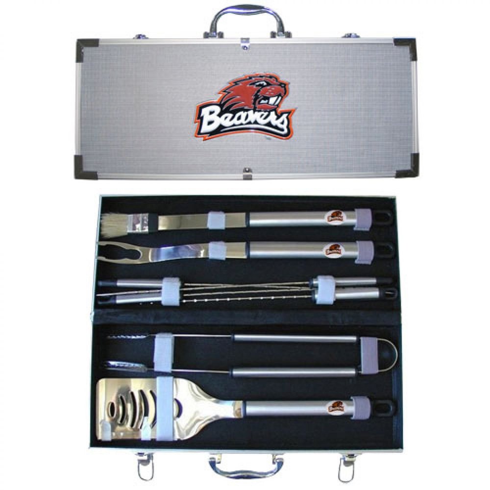 NCAA Siskiyou Sports Fan Shop Oregon State Beavers Stainless Steel BBQ Set w/Metal Case 8 piece Gray