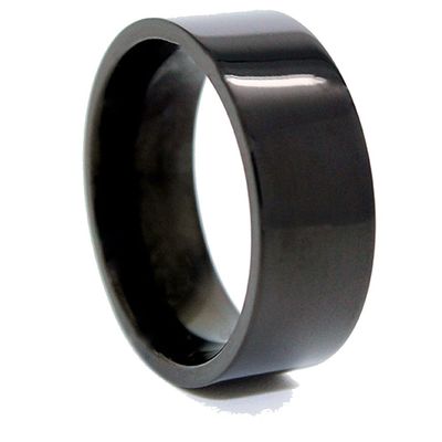 8mm Black Titanium Flat Pipe Wedding Band Size (16)