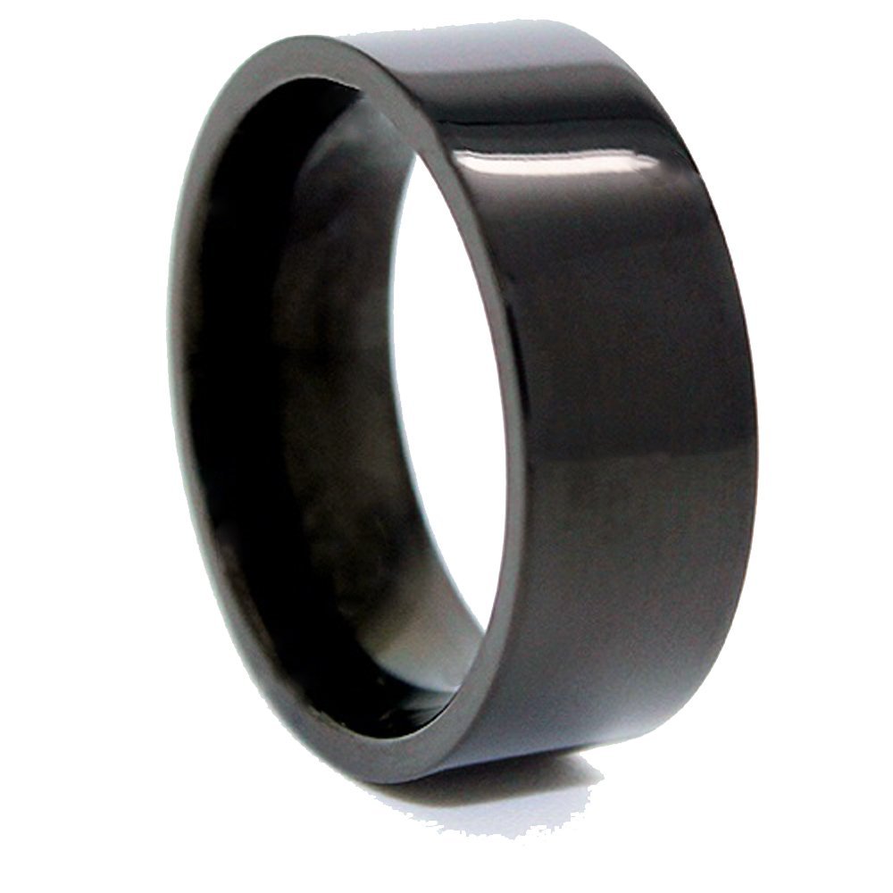 8mm Black Titanium Flat Pipe Wedding Band Size (12)