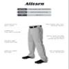 Alleson Athletic Men's Baseball Pants with Braid, Grey/Dark Green, X-Large view 2