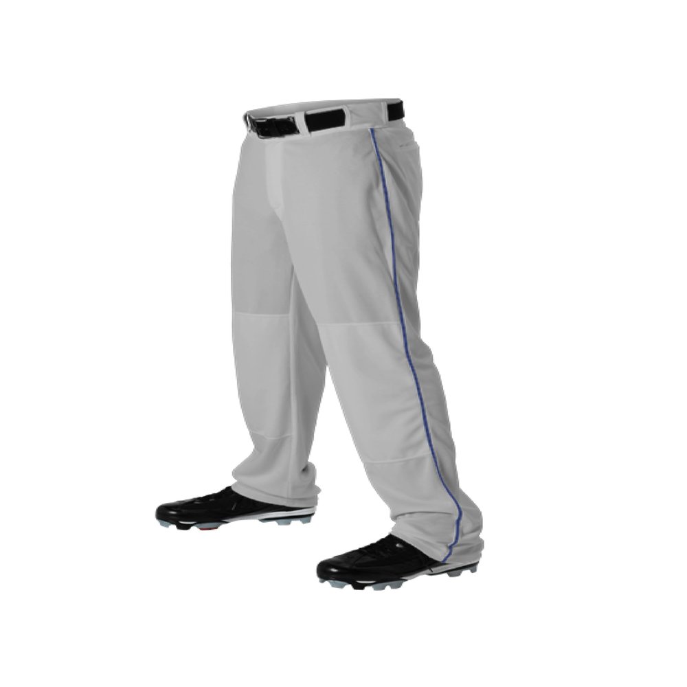 Alleson Athletic Men's Baseball Pants with Braid, Grey/Royal, Small