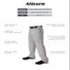Alleson Athletic Men's Baseball Pants with Braid, Grey/Scarlet, Small view 3