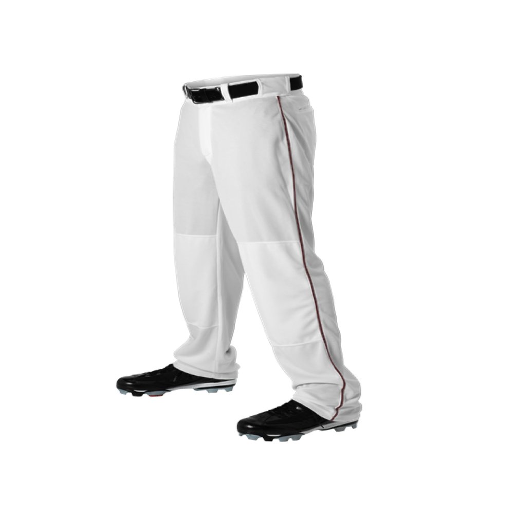 Alleson Athletic Men's Baseball Pants with Braid, White/Purple, XX-Large