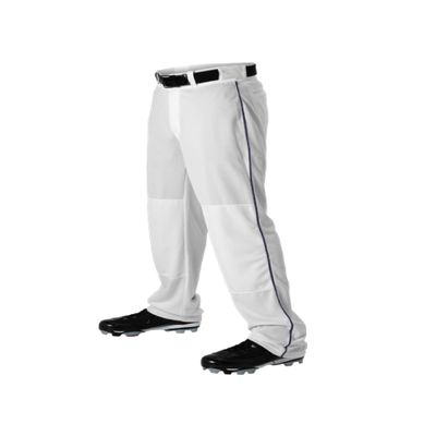 Alleson Athletic Men's Baseball Pants with Braid, White/Navy, Medium