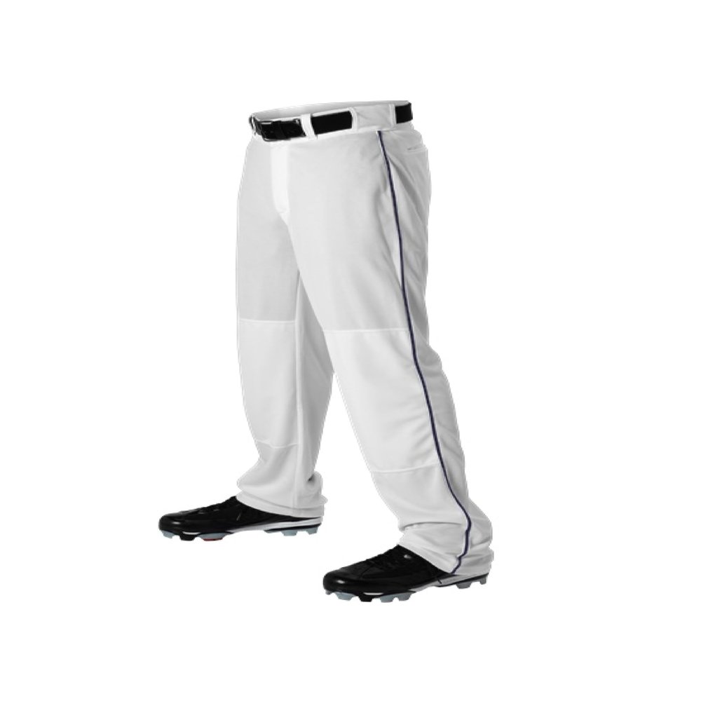Alleson Athletic Men's Baseball Pants with Braid, White/Navy, Medium
